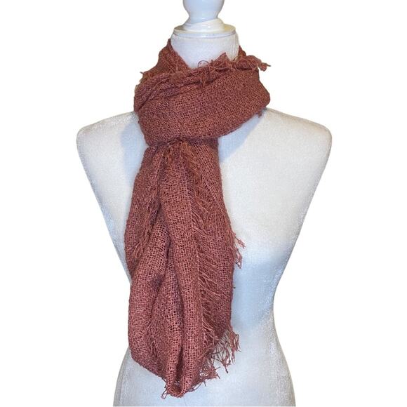 BRAZEN Beautiful Mauve Open Weave Fringe Infinity Scarf - Picture 1 of 7